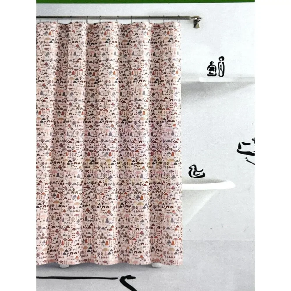 KATE SPADE New York MUSHROOM Fabric SHOWER CURTAIN 72” x 72” Pink Multicolor